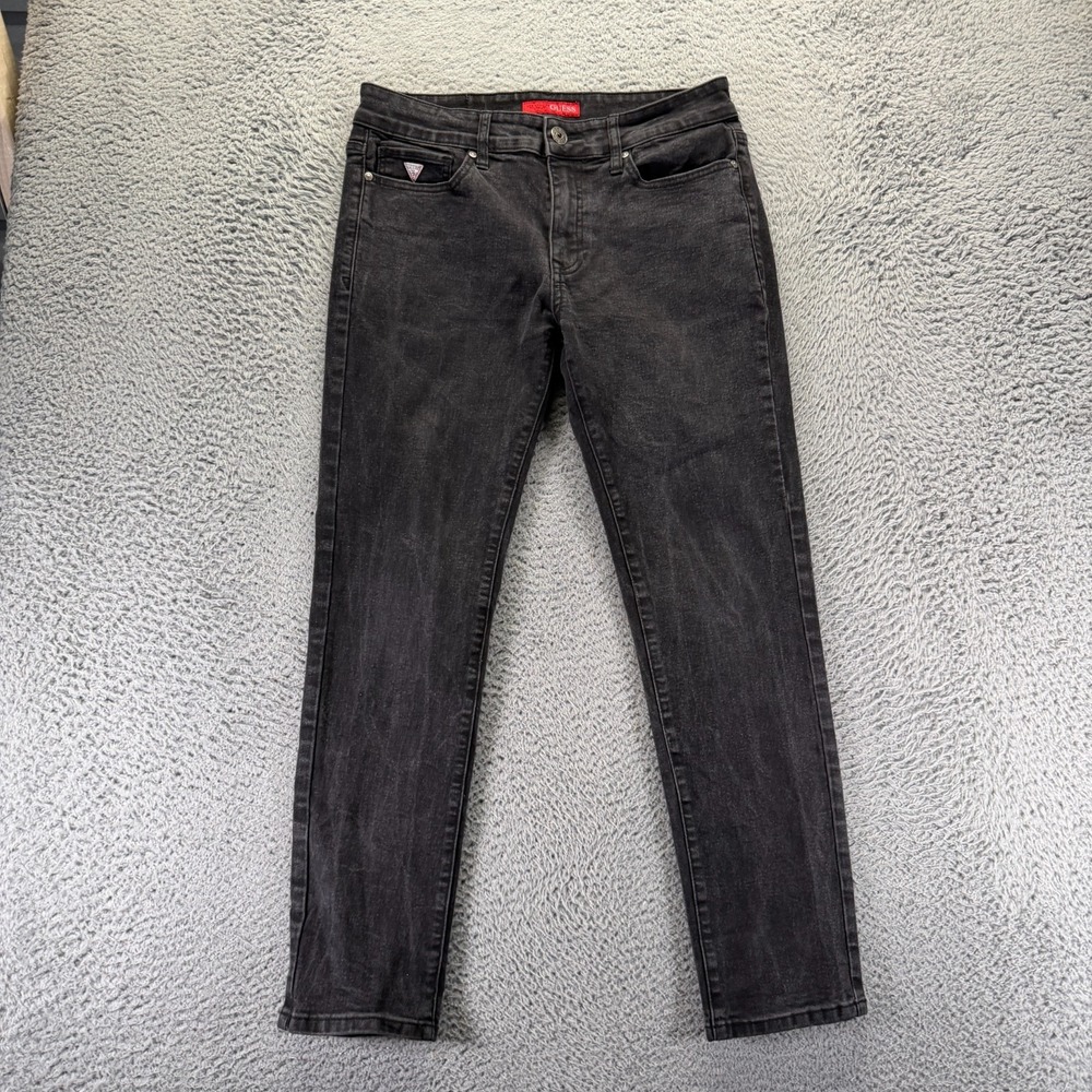 Guess Jeans Mens 32x30 Black Cotton Denim Tapered Slim Workwear Travel Stretch